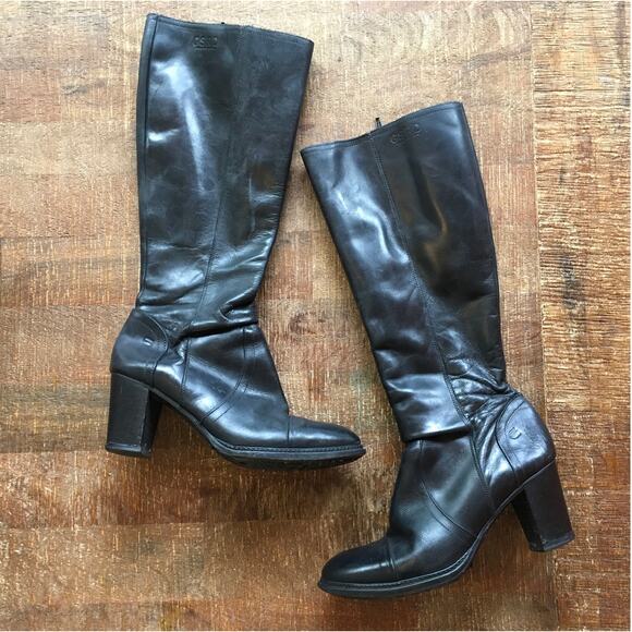 G Star Raw Footwear Leather Knee High Boot Womens 41 10 Black G.S.Raw 3301 Goth - Picture 1 of 7